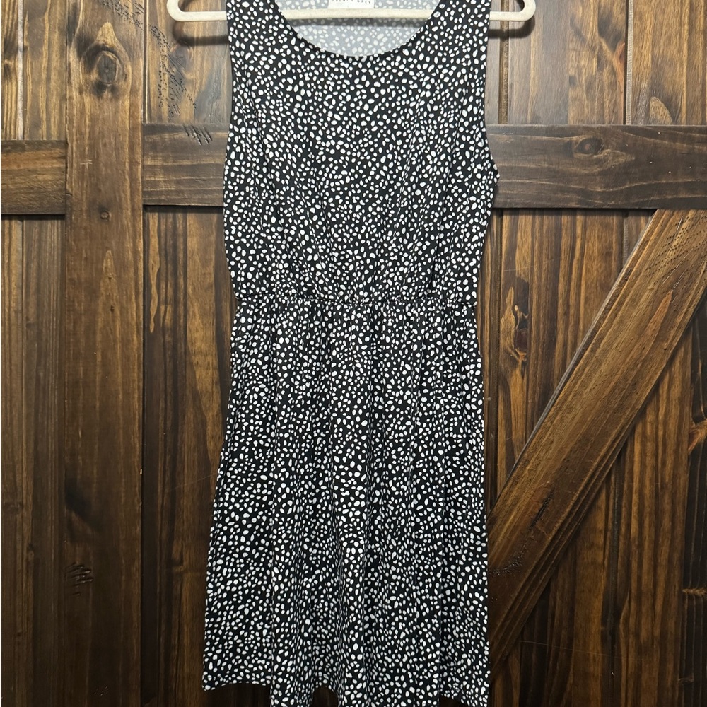 French Grey Black and White Speckled Midi Dress